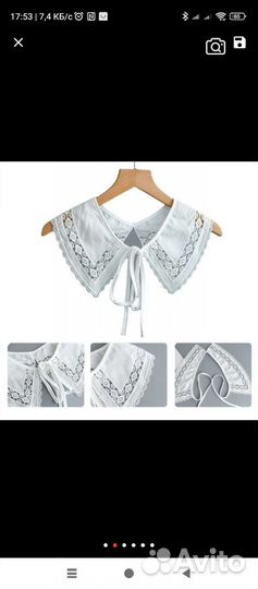 Воротник из льна на завязках