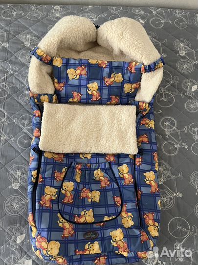 Зимний конверт в коляску на овчине