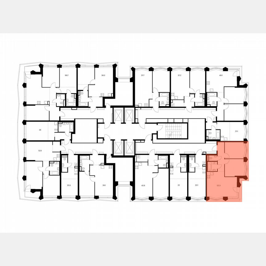 2-к. квартира, 53,3 м², 16/31 эт.
