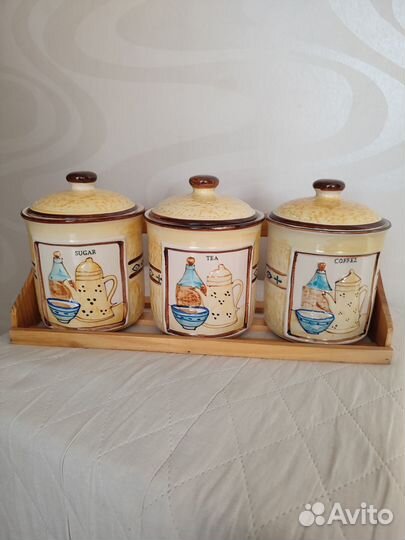 Набор банок для сыпучих продуктов. Новый. Керамика
