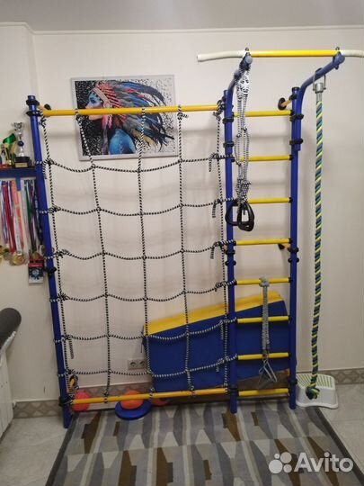 Шведская стенка (турник, кольца, канат, сетка)