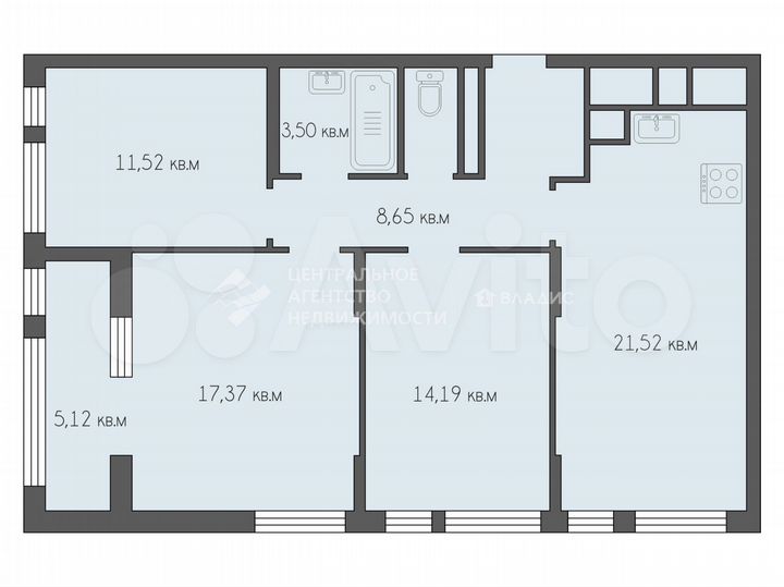 3-к. квартира, 80,9 м², 24/25 эт.