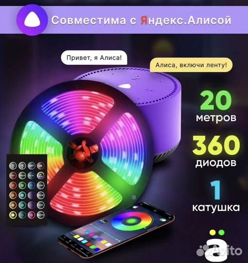 Умная светодиодная лента с алисой новая