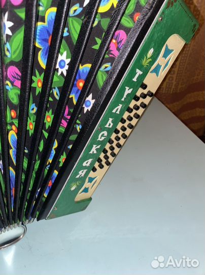 Гармонь Тульская 301 М Зелёный Перламутр Роспись