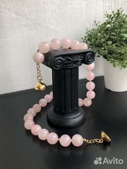 Бусы из розового кварца Винтаж