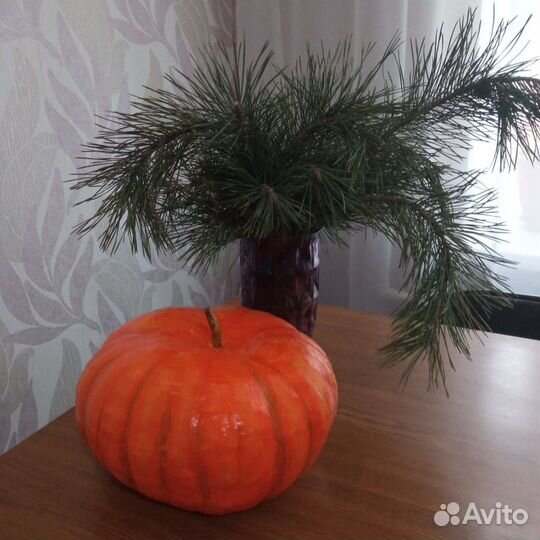 Тыква интерьерная папье-маше, ручная работа