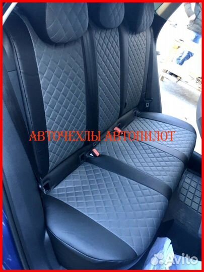 Чехлы Автопилот Skoda Karoq из экокожи чёрно-серые