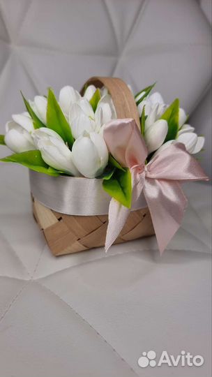 Букет подснежников к 8 марта из мыла