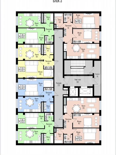2-к. квартира, 74,5 м², 3/12 эт.