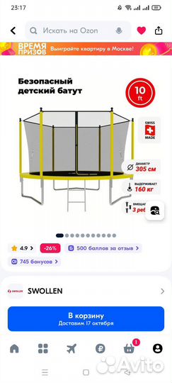 Батут каркасный