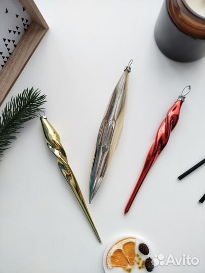 Набор СССР три сосульки на ёлку новогодние