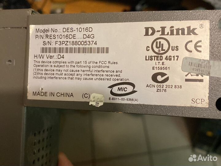 Коммутатор D-Link DES-1016D/11A 16G неуправляемый