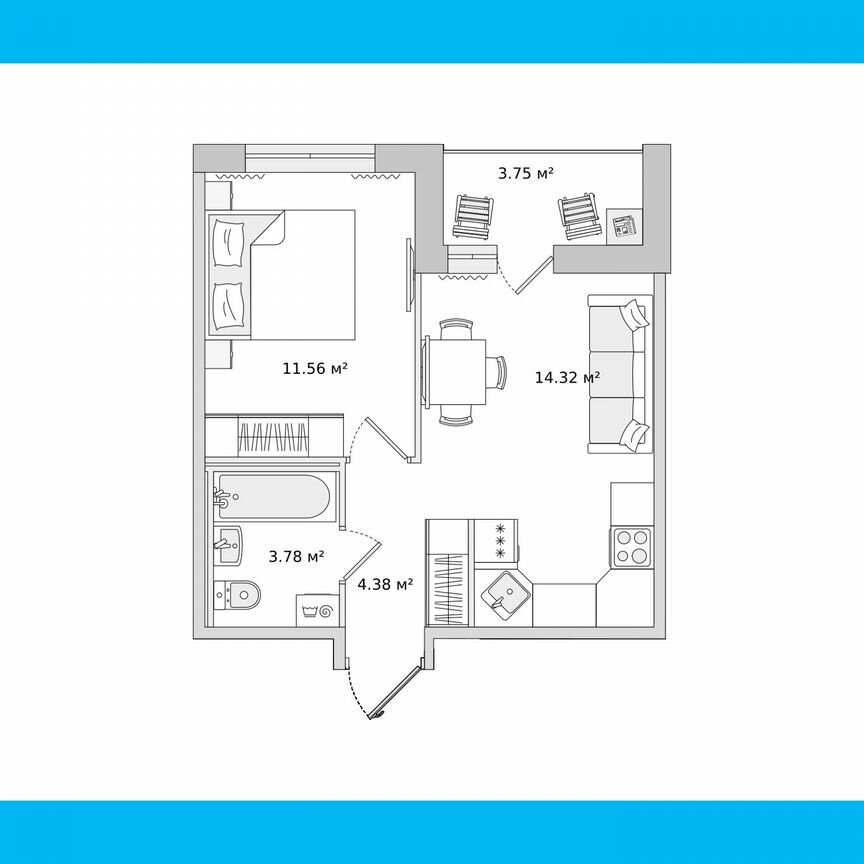 1-к. квартира, 37,8 м², 15/17 эт.