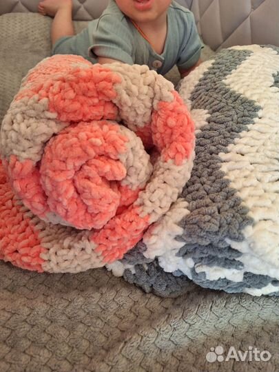 Плед детский вязаный плюшевый