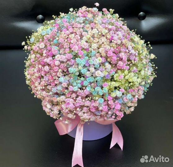 Коробка Букет из цветной гипсофилы
