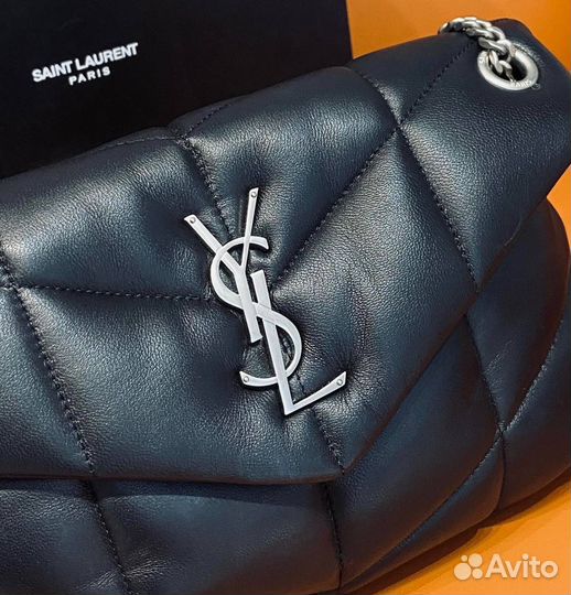 Сумка пуффер Saint Laurent YSL фурнитура серебро