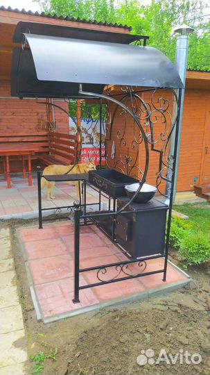 Кованый мангал с печкой