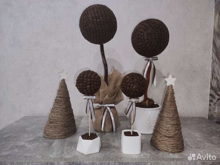 Дерево счастья из кофе(топиарий)