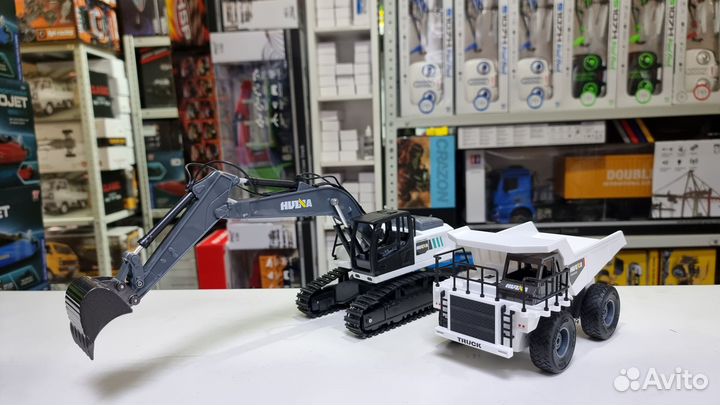 Радиоуправляемый экскаватор и самосвал Huina