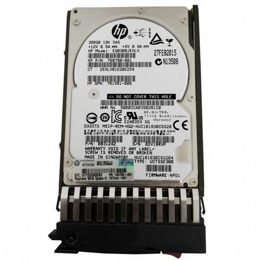 [J9F44A] Жесткий Диск Hp 787644-001 300gb 10k Msa Sa J9f44a