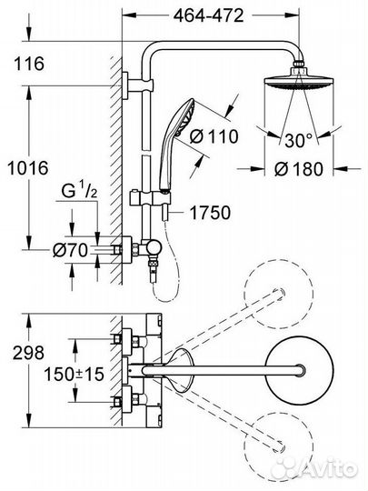 Новая душевая Grohe Vitalio Joy System 180