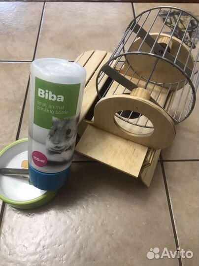 Домик,кормушка,поилка,корм для хомяка