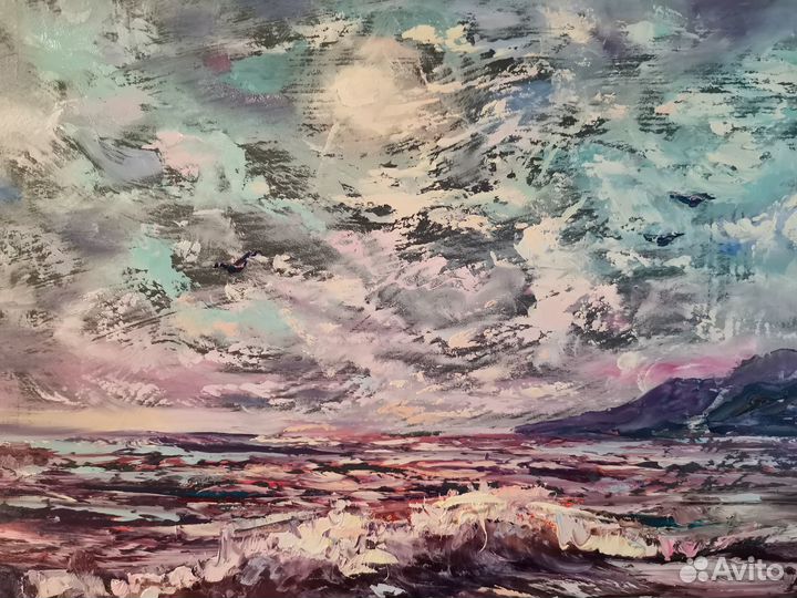 Картина морской пейзаж ночь луна Художник Свинар О