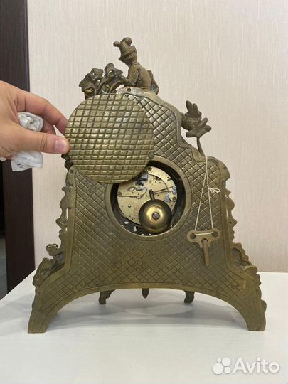 Старинные коллекционные каминные часы 19 век герма