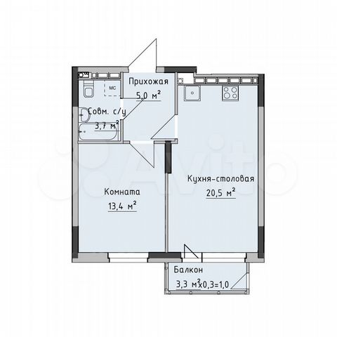1-к. квартира, 42,5 м², 13/18 эт.