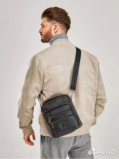Барсетка кожаная мужская через плечо