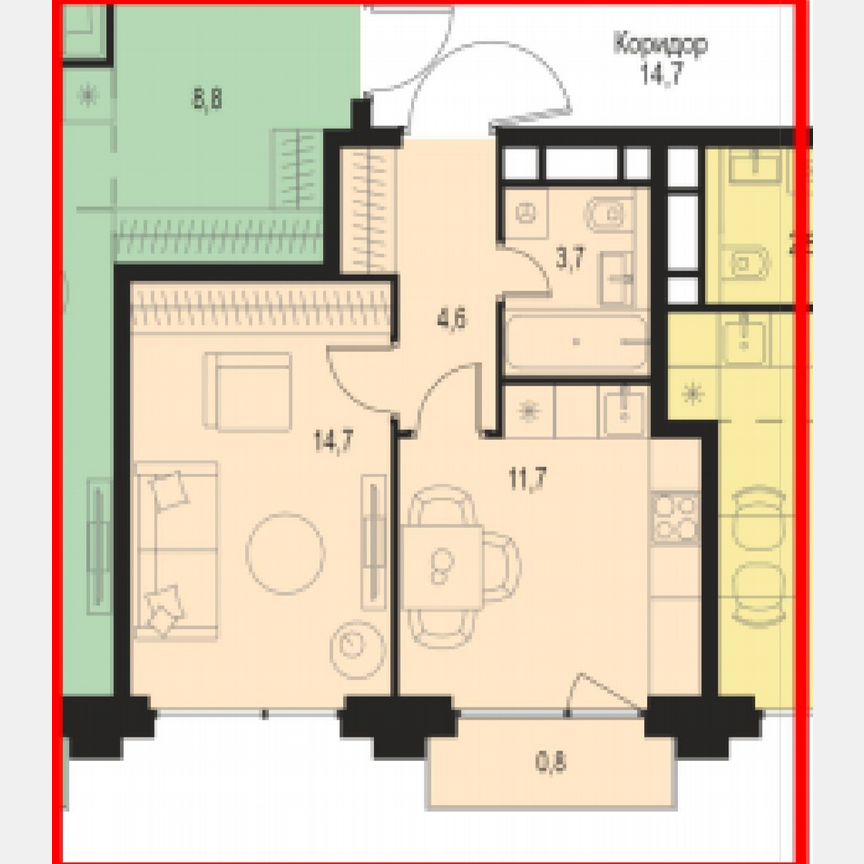 1-к. квартира, 35,5 м², 13/21 эт.