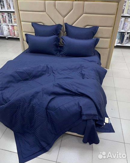 Белье постельное с одеялом страйп сатин