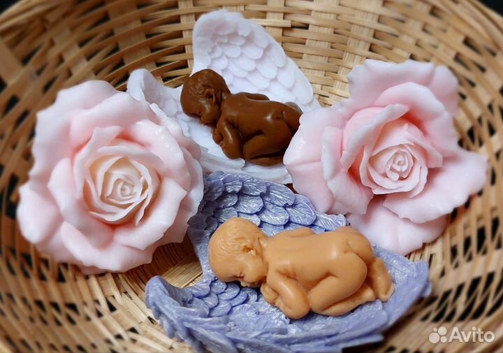 Силиклновый молд форма крылья и малыш