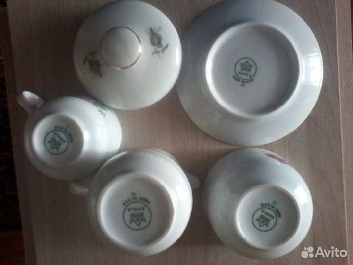 Кофейная пара, молочник и сахарница Кахла, гдр