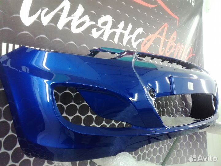 Бампер передний солярис синий новый