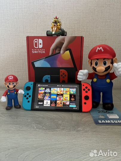 Прошитый Nintendo Switch Oled Red 256 gb 38 игр