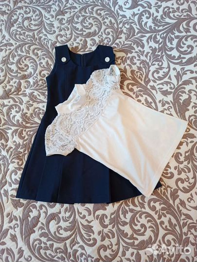 Школьный сарафан и нарядная футболка 122