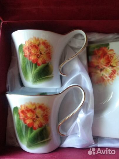 Чашки Блюдца Подарочный набор Две кофейные пары