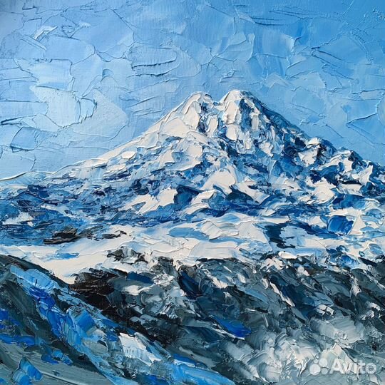 Картина Эльбрус 25*25 см горы Кавказа пейзаж