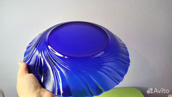 Тарелки, синее кобальтовое стекло