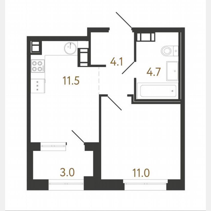 1-к. квартира, 32,8 м², 9/13 эт.