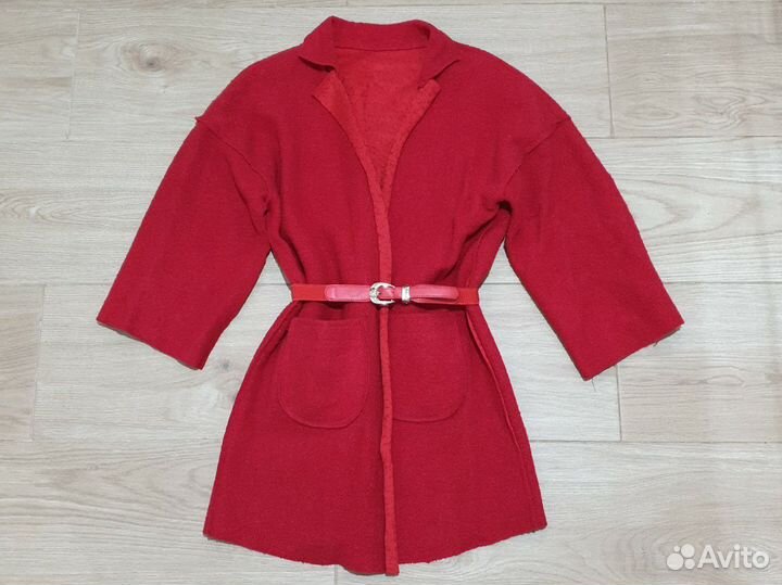 Кардиган женский красный тёплый