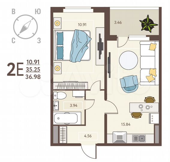 1-к. квартира, 37 м², 5/17 эт.