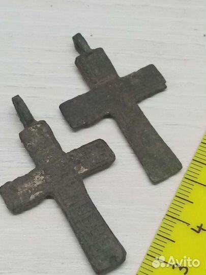 Крестики нательный, бронза, старинные 2 штуки