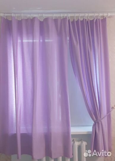 Комплект штор с подхватами однотонные