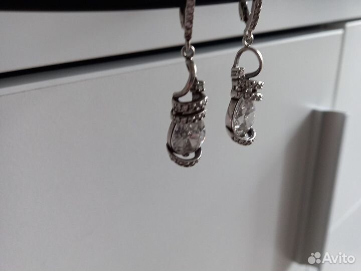 Серебряные серьги горным хрусталем