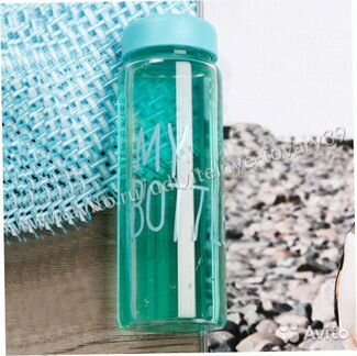 Бутылочка My Bottle, бирюзовая, с мешочком