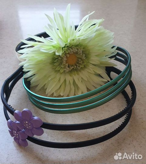 Комплект ободков для волос с цветком