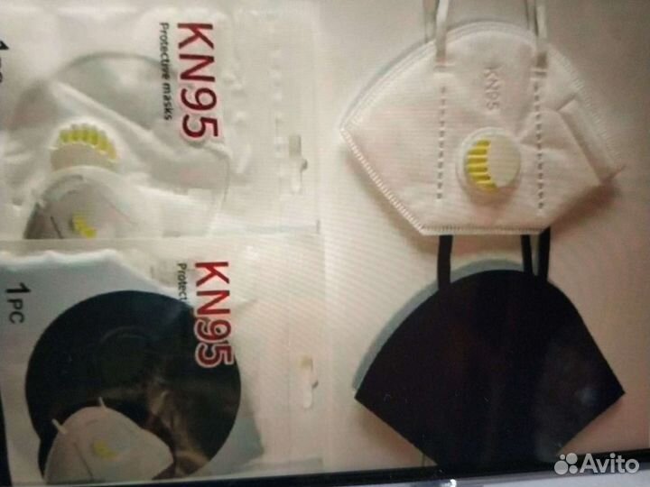Респиратор kn95 белый и чёрный с клапаном
