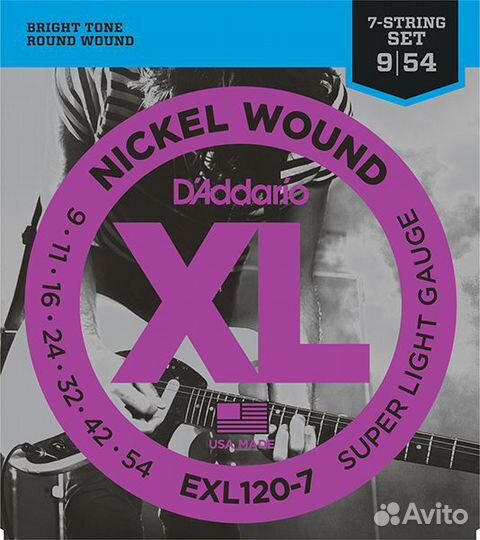 EXL120-7 для 7стр электро, 9-52, D'Addario